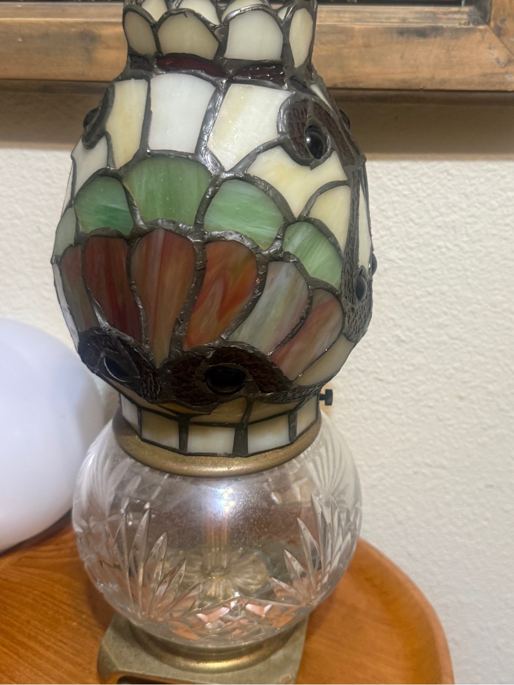 Vintage Tiffany style Stained Glass Peacock lamp cover shade Home Art Accent